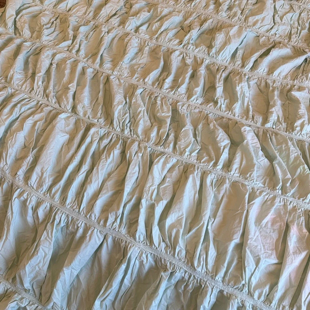 Anthropologie Voile Ruched Duvet Set Queen